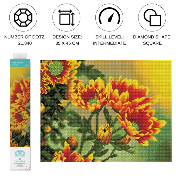 Dotz Diamond Dotz Field Daisies - 17.7" X 13.8"