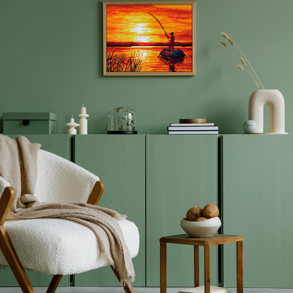 Dotz Diamond Dotz Fishing At Sunrise - 12.0" X 16.0"