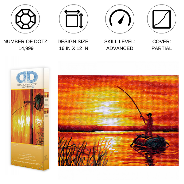 Dotz Diamond Dotz Fishing At Sunrise - 12.0" X 16.0"