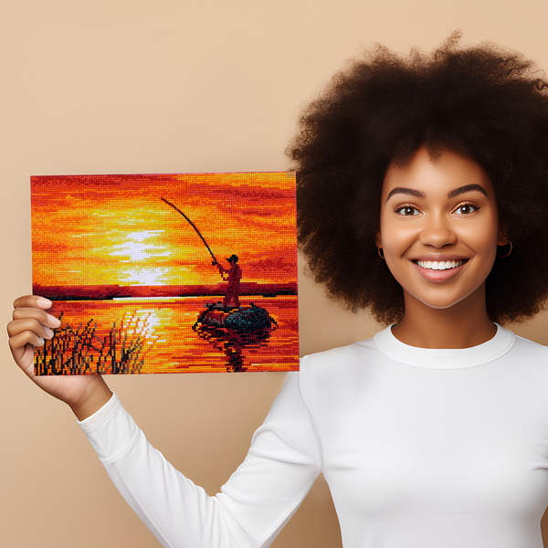 Dotz Diamond Dotz Fishing At Sunrise - 12.0" X 16.0"