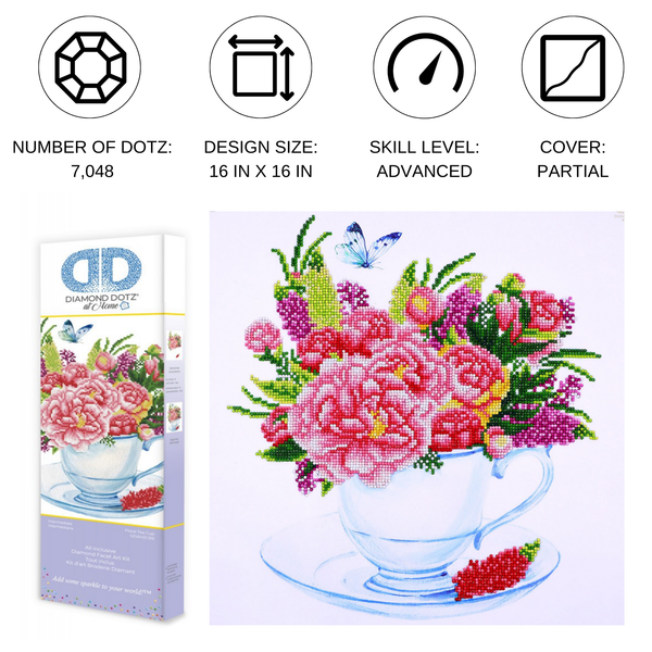 Dotz Diamond Dotz Floral Tea Cup - 16.0" X 16.0"