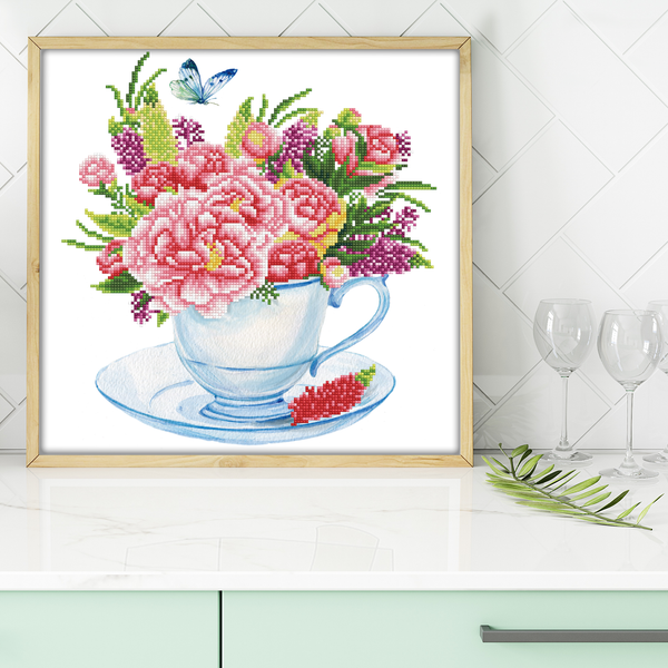 Dotz Diamond Dotz Floral Tea Cup - 16.0" X 16.0"