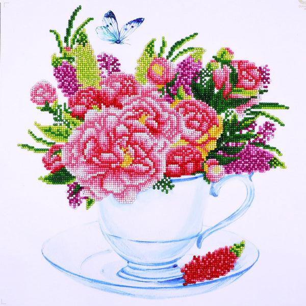 dotz Diamond Dotz Floral Tea Cup - 16.0" x 16.0"