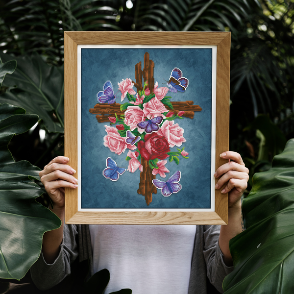 Dotz Diamond Dotz Flower Cross - 16.5" X 20.5"