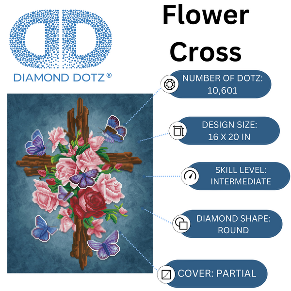 Dotz Diamond Dotz Flower Cross - 16.5" X 20.5"