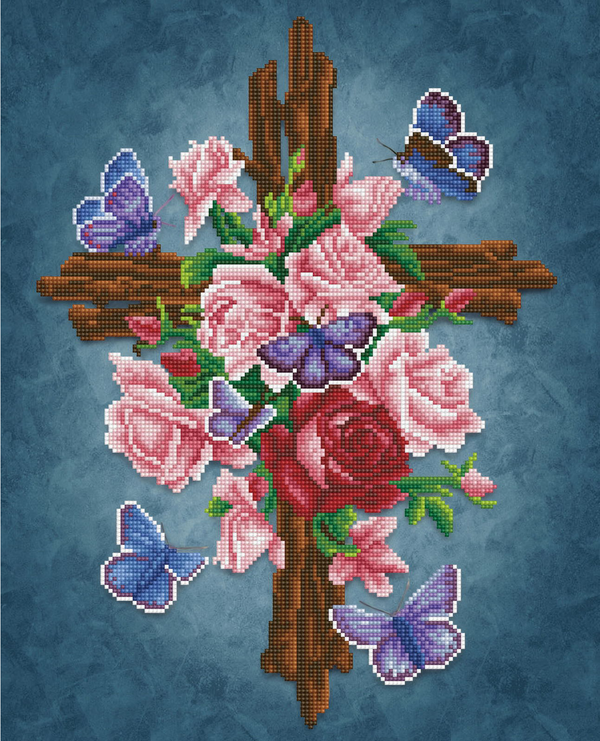 dotz Diamond Dotz Flower Cross - 16.5" x 20.5"