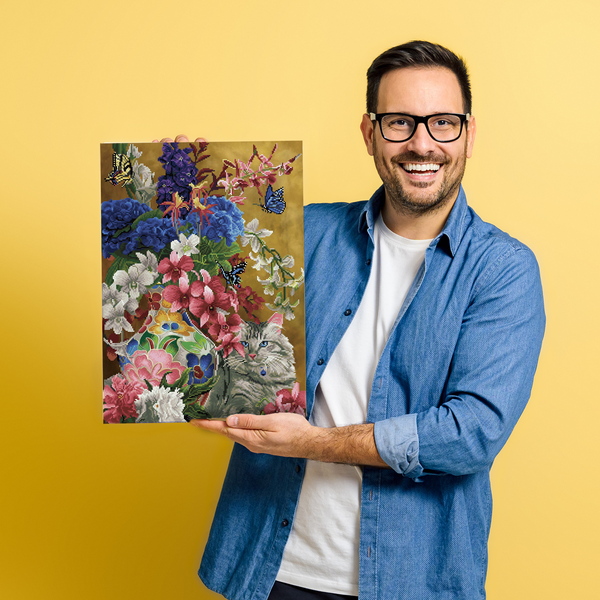 Dotz Diamond Dotz Gilded Cat & Flowers - 20.5" X 28.4"