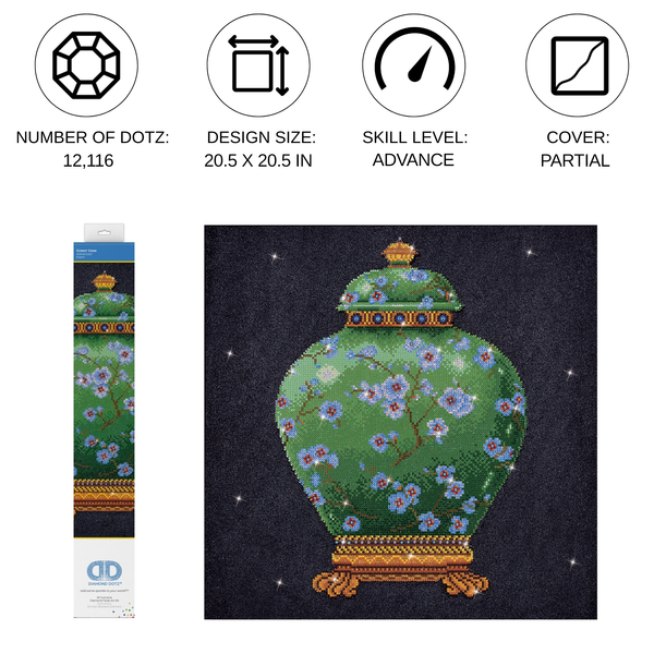 Dotz Diamond Dotz Green Vase - 20.5" X 20.5"