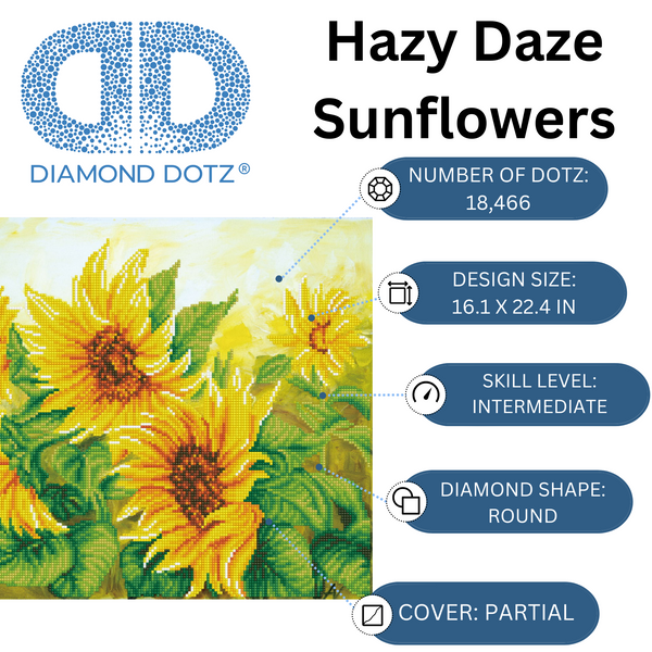 Dotz Diamond Dotz Hazy Daze Sunflowers - 22.4" X 16.1"