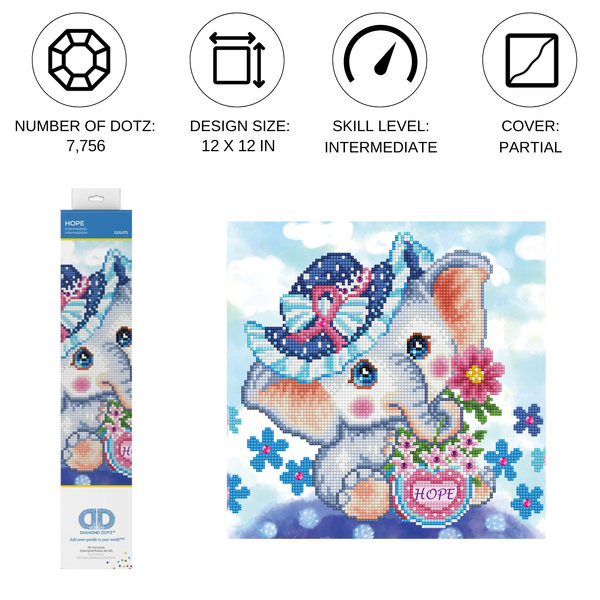 Dotz Diamond Dotz Hope Elephant - 11.8" X 11.8"