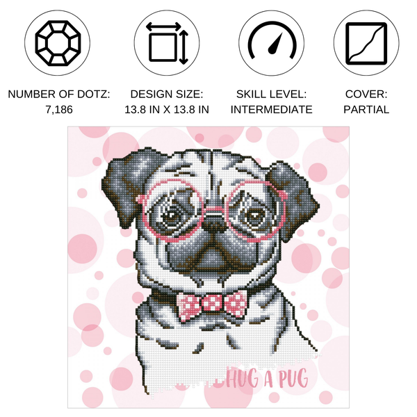 Dotz Diamond Dotz Hug A Pug - 13.8" X 13.8"