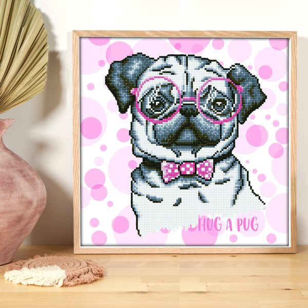 Dotz Diamond Dotz Hug A Pug - 13.8" X 13.8"