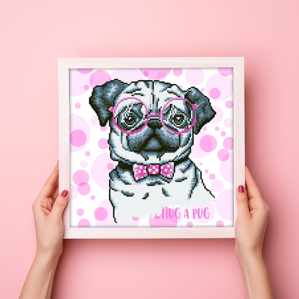 Dotz Diamond Dotz Hug A Pug - 13.8" X 13.8"