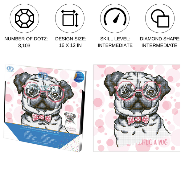Dotz Diamond Dotz Hug A Pug With Frame - 13.8" X 13.8"