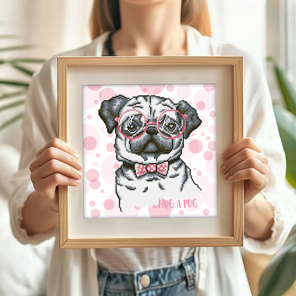 Dotz Diamond Dotz Hug A Pug With Frame - 13.8" X 13.8"