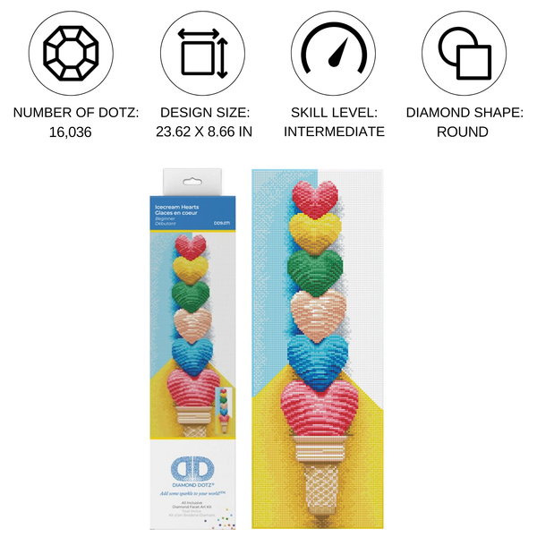 Dotz Diamond Dotz Icecream Hearts - 23.6" X 8.7"