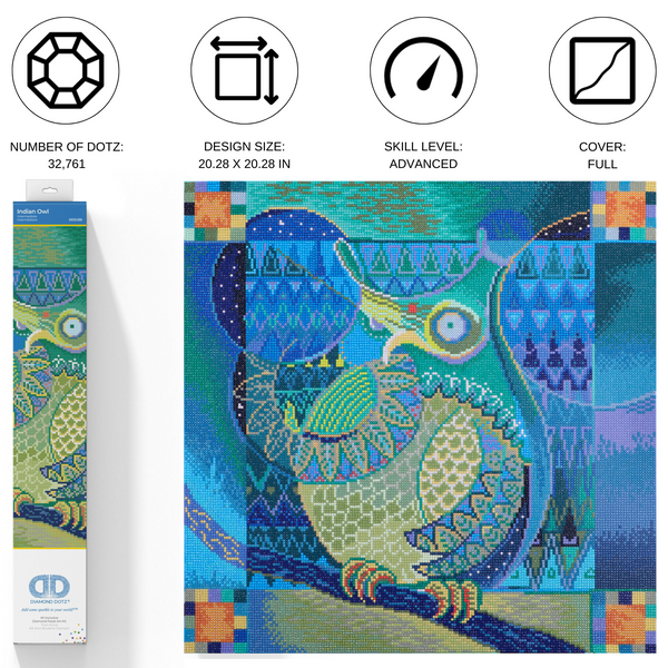 Dotz Diamond Dotz Indian Owl - 20.3" X 20.3"