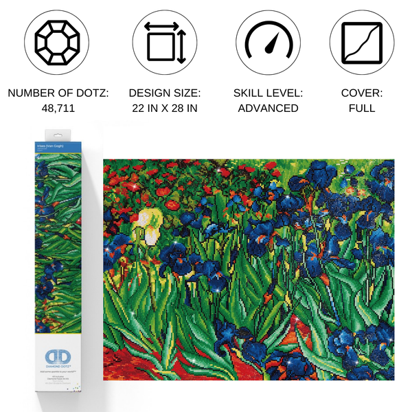 Dotz Diamond Dotz Irises (Van Gogh) - 28.0" X 22.0"