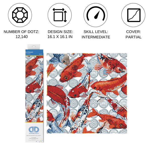 Dotz Diamond Dotz Koi Mosaic - 16.1" X 16.1"