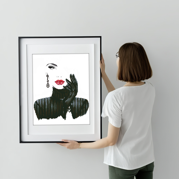 Dotz Diamond Dotz Lady In Black - 16.5" X 20.5"