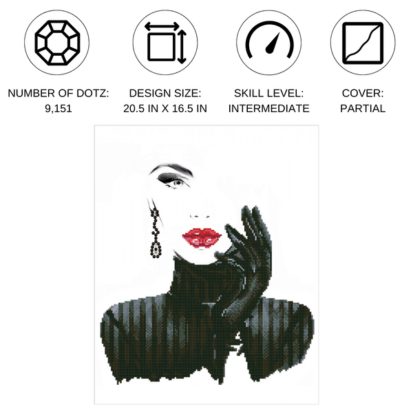 Dotz Diamond Dotz Lady In Black - 16.5" X 20.5"