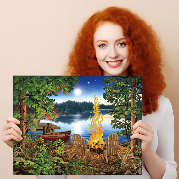 Dotz Diamond Dotz Lakeside Red Canoe - 26.0" X 20.1"