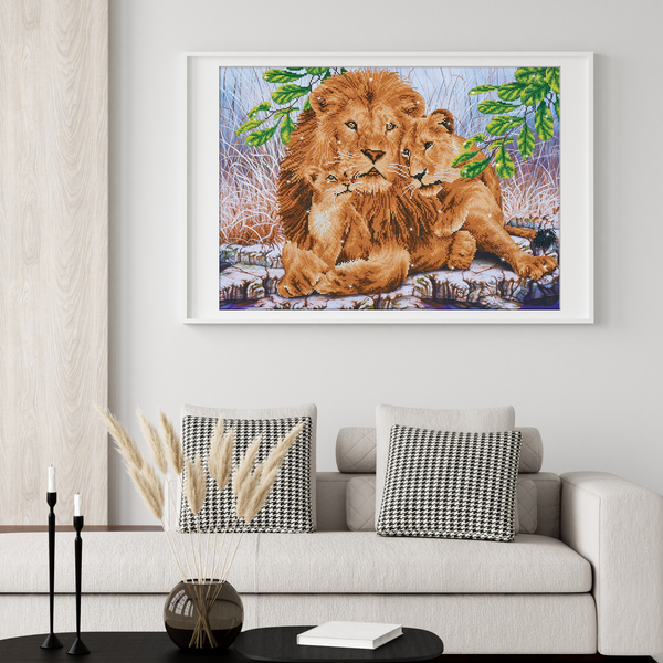 Dotz Diamond Dotz Lion Family - 30.3" X 21.7"