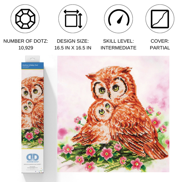 Dotz Diamond Dotz Mother & Baby Owl - 16.5" X 16.5"