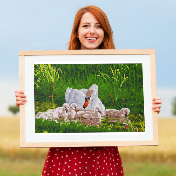 Dotz Diamond Dotz Mother Swan & Signets - 24.4" X 16.1"