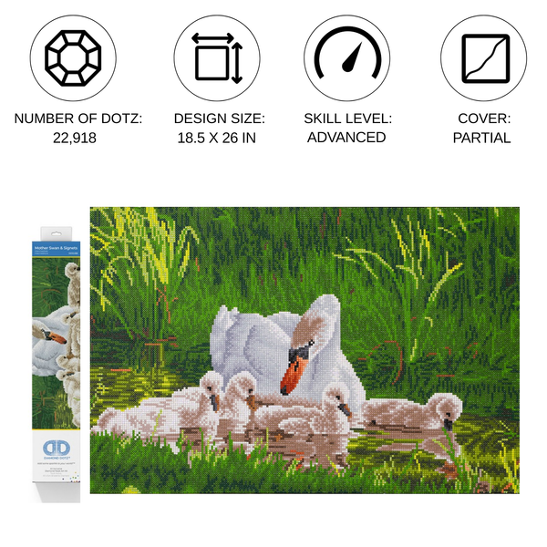 Dotz Diamond Dotz Mother Swan & Signets - 24.4" X 16.1"