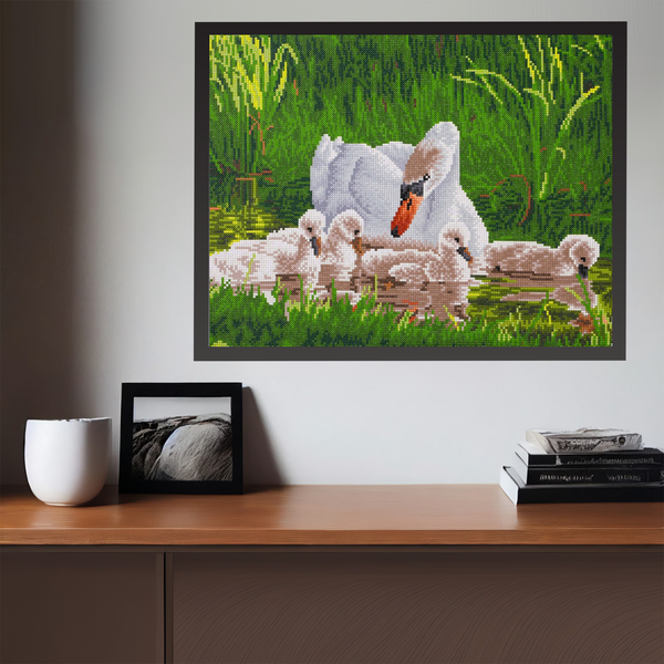 Dotz Diamond Dotz Mother Swan & Signets - 24.4" X 16.1"