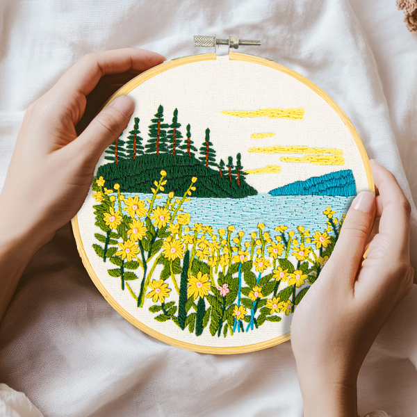 Dotz Diamond Dotz Mountain Lake Embroidery Kit - 5.0"