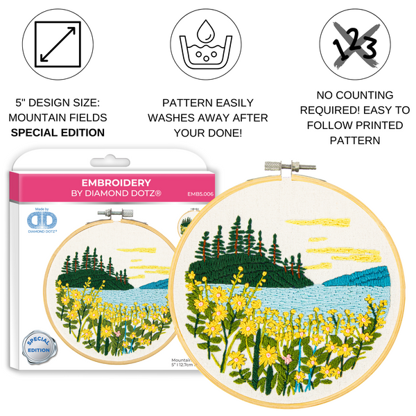 Dotz Diamond Dotz Mountain Lake Embroidery Kit - 5.0"
