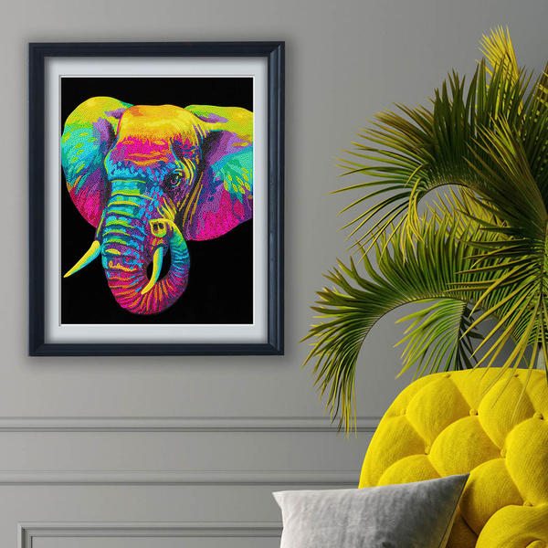 Dotz Diamond Dotz Neon Flock Elephant - 14.0" X 18.0"