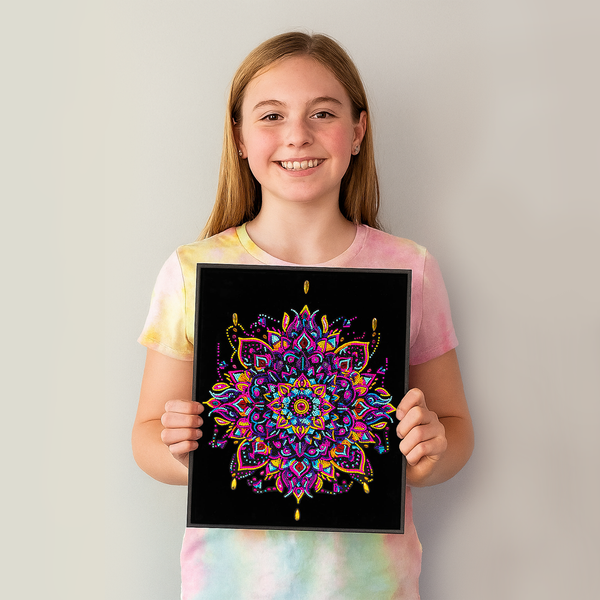 Dotz Diamond Dotz Neon Flock Mandala - 14.0" X 18.0"