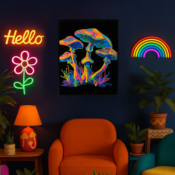 Dotz Diamond Dotz Neon Flock Mushrooms - 14.0" X 18.0"