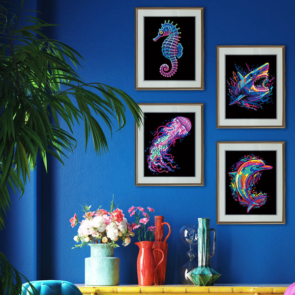 Dotz Diamond Dotz Neon Flock Sea Life - 10.0" X 8.0"