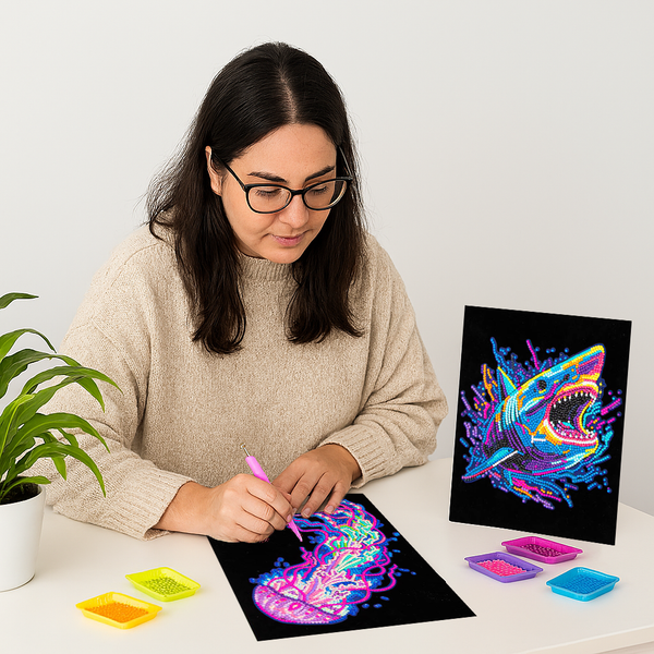 Dotz Diamond Dotz Neon Flock Sea Life - 10.0" X 8.0"