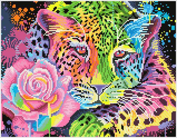 Dotz Diamond Dotz Neon Rainbow Leopard - 13.8" X 17.7"