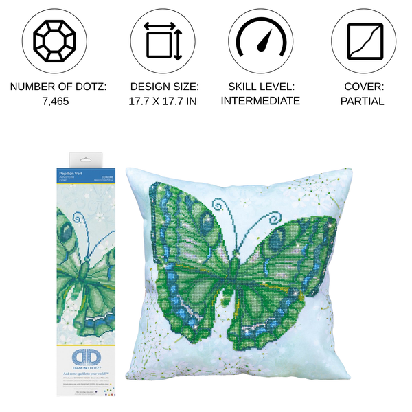 Dotz Diamond Dotz Papillon Vert Pillow - 17.7" X 17.7"
