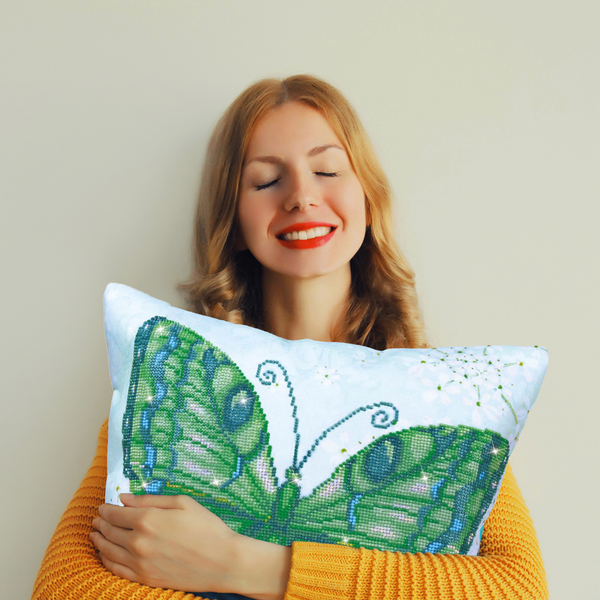 Dotz Diamond Dotz Papillon Vert Pillow - 17.7" X 17.7"