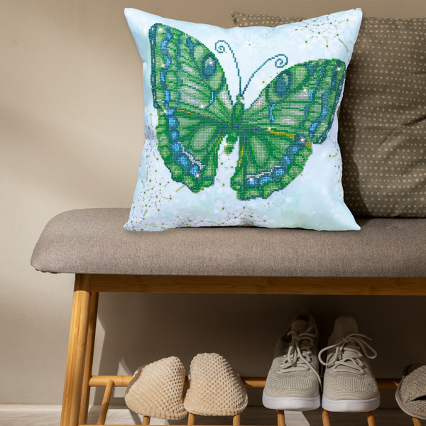 Dotz Diamond Dotz Papillon Vert Pillow - 17.7" X 17.7"