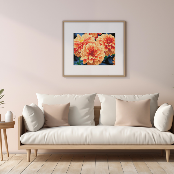 Dotz Diamond Dotz Peach Dahlias - 17.7" X 13.8"