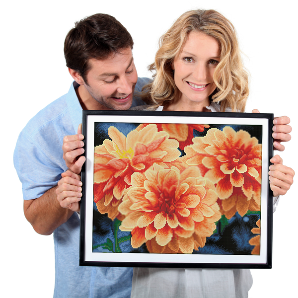 Dotz Diamond Dotz Peach Dahlias - 17.7" X 13.8"