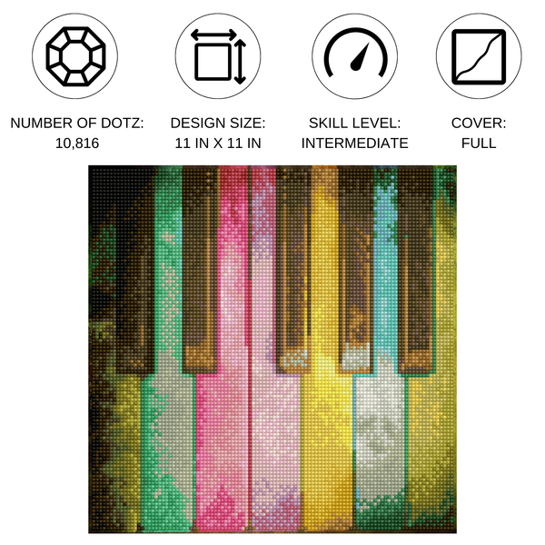 Dotz Diamond Dotz Piano Rainbow - 11.8" X 11.8"