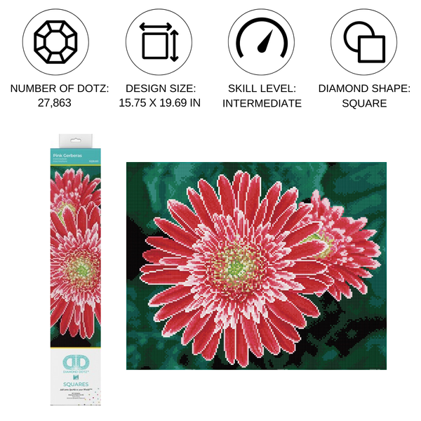 Dotz Diamond Dotz Pink Gerberas - 19.7" X 15.8"
