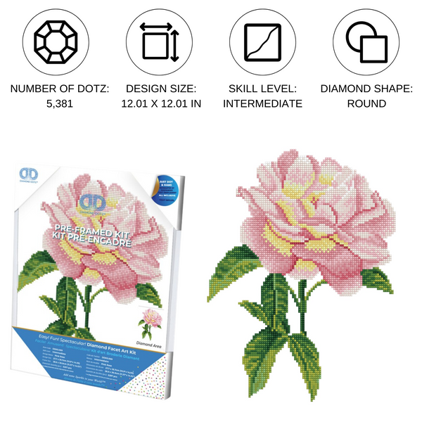 Dotz Diamond Dotz Pink Rose With Frame - 10.9" X 14.1"