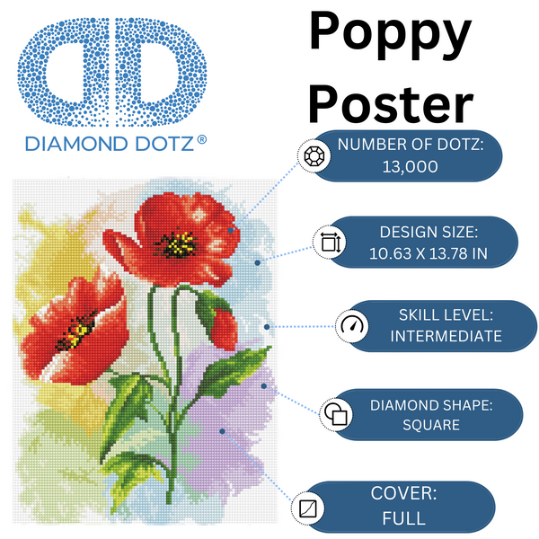 Dotz Diamond Dotz Poppy Poster - 10.6" X 13.8"