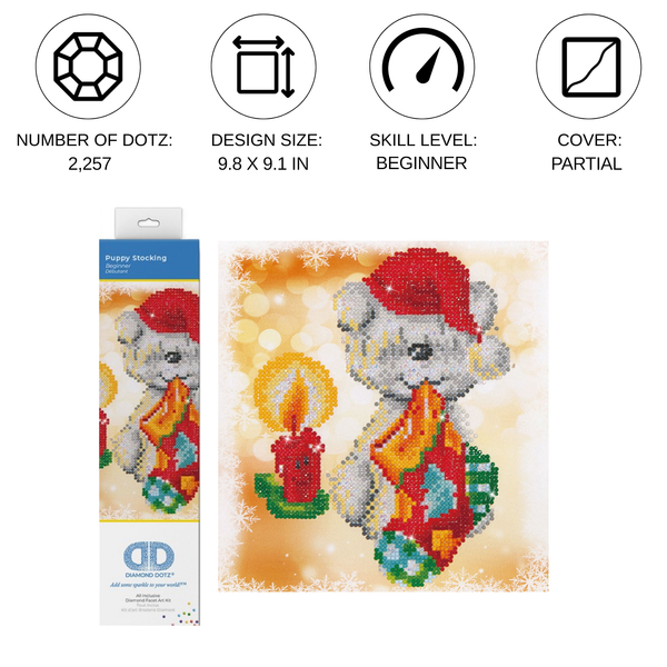 Dotz Diamond Dotz Puppy Stocking - 9.1" X 9.8"