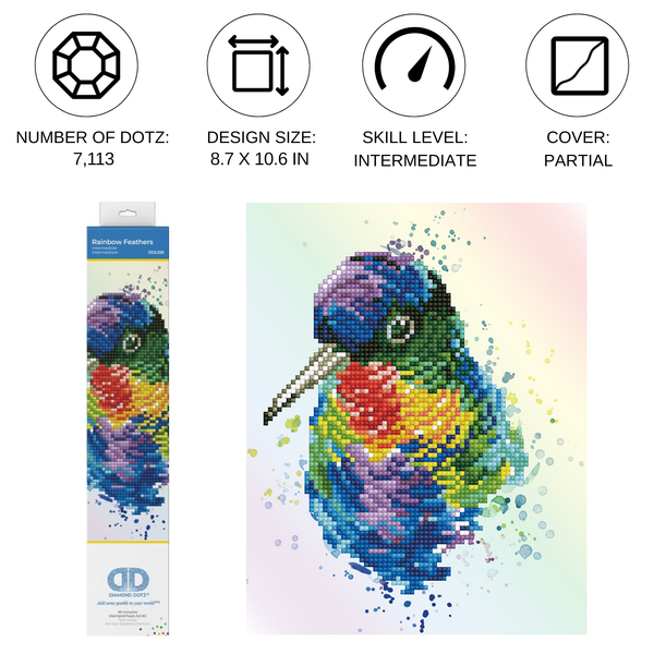 Dotz Diamond Dotz Rainbow Feathers - 10.6" X 8.7"